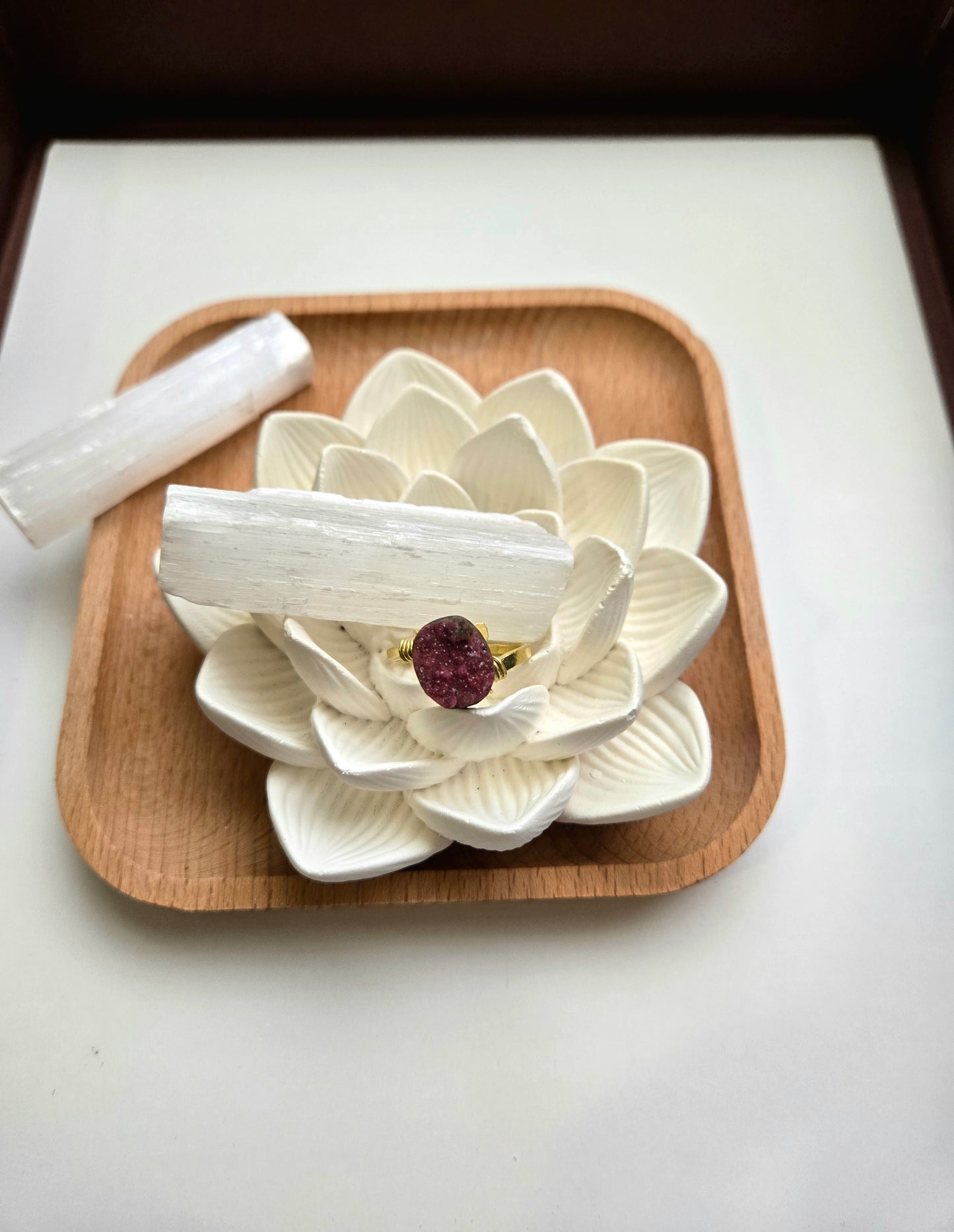 Ring - Pink Cobalto Calcite & Brass - Size 9