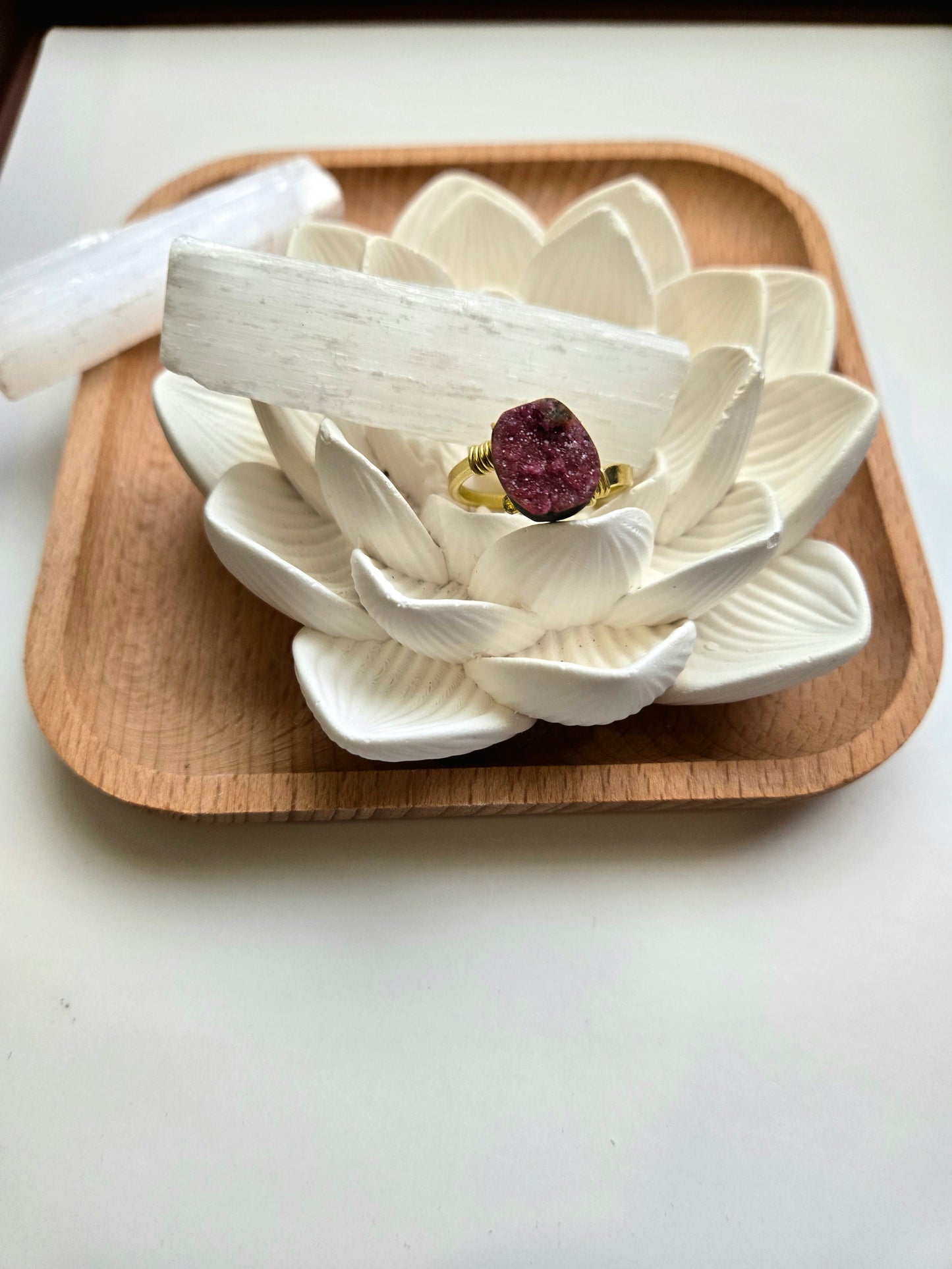 Ring - Pink Cobalto Calcite & Brass - Size 9