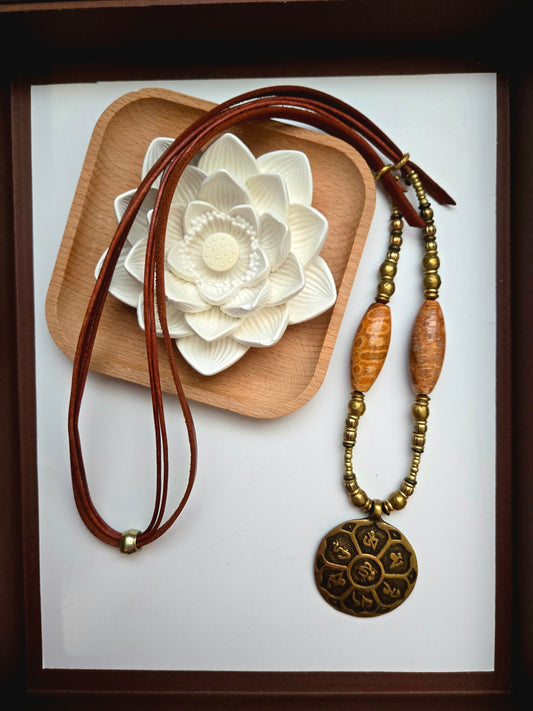 Om Mani Padme Hum Pendant Necklace ~ 36" ~
